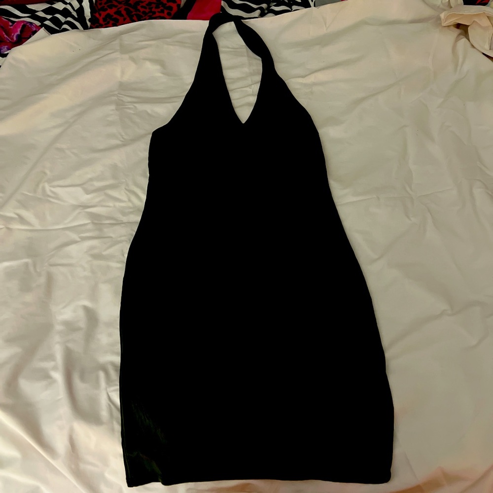 Black Halter Dress - OPEN BACK